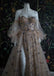 Elegant A line Sweetheart Bubble Sleeves Tulle Prom Dresses with Stars, Formal Dresses OM0095