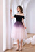 Simple A Line Off the Shoulder Ombre Tulle Short Prom Dress, Homecoming Dresses OMH0188