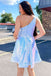 One Shoulder Blue Sequins Homecoming Dresses with Pockets, Short Party Dress OMH0235