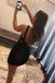 Black Sequins One Shoulder Sheath Backless Homecoming Dresses, Mini Cocktail Dress OMH0159
