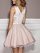 Pink Appliqued A Line Homecoming Dresses V Neck Short Hoco Dress PDO9