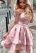 Princess A Line One Shoulder Pink Short Homecoming Dresses PDO47