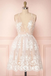 Pink Spaghetti Straps Lace V Neck Short Homecoming Dresses, Graduation Dress OMH0200