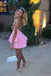 Sparkly A line Pink Sequins Halter V Neck Homecoming Dresses, Sweet 16 Dresses OMH0242