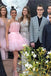 A Line Pink Tulle Strapless Short Prom Dresses, Sleeveless Homecoming Dresses OMH0083