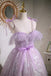 Light Purple Tulle Homecoming Dress With Bowknot, Mini Prom Graduation Dresses OMH0104