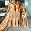 V Neck Split Cheap Long Sexy Bridesmaid Dresses Wedding Guest Dress PDI93