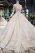 Princess Long Sleeves Ball Gown Lace Wedding Dresses, Long Bridal Dress PDN43