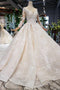 Princess Long Sleeves Ball Gown Lace Wedding Dresses, Long Bridal Dress PDN43