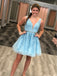 Red Lace Applique Beaded Homecoming Dresses V Neck Tulle Short Prom Dress PDO11