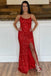 Glitter Mermaid Hot Pink Sequins Long Prom Dresses, Sexy Graduation Dresses OM0274