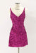 Sexy Red Sequins Tight Mini Homecoming Dress, V Neck Above Knee Cocktial Dresses OMH0087