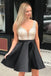 A Line V Neck Sleeveless Homecoming Dress, Beading Satin Short Prom Dresses PDN41