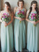 Modern A Line One Shoulder Chiffon Floor Length Bridesmaid Dress PDN3