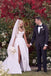 Charming A line Ivory Satin Strapless V Neck Ruffles Wedding Dresses With High Slit OW0030