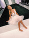See Through Lace Appliqued Homecoming Dresses V Neck Short Hoco Dress PDO13