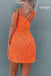 Sheath One Shoulder Sequined Hot Pink Short Mini Prom Dresses, Shiny Homecoming Dress OMH0005