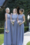 Beautiful A Line Ling Chiffon Cap Sleeves Lace Top Bridesmaid Dress PDG53