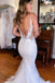 Elegant Mermaid Ivory V Neck Straps Backless Wedding Dresses With Lace Appliques OW0135