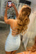 Light Sky Blue Spaghetti Straps Tight Short Party Dresses, Bodycon Homecoming Dresses OMH0246