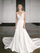 Elegant A-Line V Neck Spaghetti Straps Wedding Dresses with Lace PPD90