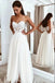 Simple A line Strapless Sweetheart Beach Wedding Dress with Lace Appliques OW0074