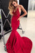 Spaghetti Strap V Neck Lace Long Mermaid Prom Dress PDL45