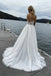 Elegant A Line Spaghetti Straps V Neck Tulle Boho Wedding Dress with Lace Appliques OW0081