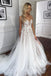 Elegant A Line Tulle Spaghetti Straps V Neck Lace Appliques Beach Wedding Dresses OW0067
