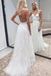 Beautiful A line Spaghetti Straps V Neck Tulle Wedding Dress, Sleeveless Bridal Gowns OW0122