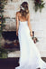A Line Lace Long White Spaghetti Straps Chiffon Bridal Dresses, Beach Wedding Dress OW0049