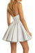 A line Deep V neck Short Cocktail Dress with Appliques, Pleats Homecoming Dresses OMH0051