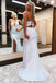 Sparkly Mermaid Sequins Spaghetti Straps V neck Long Prom Dresses With Slit OM0382