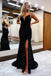 Sparkly Mermaid Sequins Spaghetti Straps V neck Long Prom Dresses With Slit OM0382