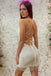 Tight Sequins Ivory Spaghetti Straps Short Homecoming Dresses, Mini Cocktial Dress OMH0194