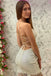 Tight Sequins Ivory Spaghetti Straps Short Homecoming Dresses, Mini Cocktial Dress OMH0194