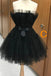 Light Pink Tulle Strapless Short Homecoming Dress with Sash, Graduation Dresses OMH0196