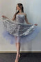 A Line Strapless High Low Short Prom Dresses with Tulle, Glitter Sequins Homecoming Dress OMH0243