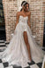 Sexy A line Sweetheart Strapless Lace Appliques Ivory Slit Wedding Dresses with Tulle OW0073