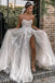 Sexy A line Sweetheart Strapless Lace Appliques Ivory Slit Wedding Dresses with Tulle OW0073