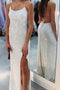 Sparkly Mermaid Sequin Ivory Prom Dresses, Long Formal Evening Dresses OM0016