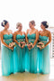 Sweetheart Turquoise Beaded Plus Size Chiffon Long Bridesmaid Dresses PDG55