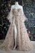 Elegant A line Sweetheart Bubble Sleeves Tulle Prom Dresses with Stars, Formal Dresses OM0095