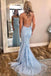 Burgundy Spaghetti Strap Mermaid Stunning Prom Dresses with Lace Appliques PDJ3