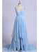 Sexy Split Sky Blue Beach Simple Wedding Dresses Chiffon Long Prom Dress PDI21