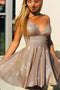 Sparkly Spaghetti V Neck Short Prom Homecoming Dresses, Sweet 16 Cocktail Dresses SK43