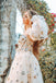 Princess A line Tulle Strapless Puffy Sleeves Long Prom Dresses with Stars, Evening Dress OM0234