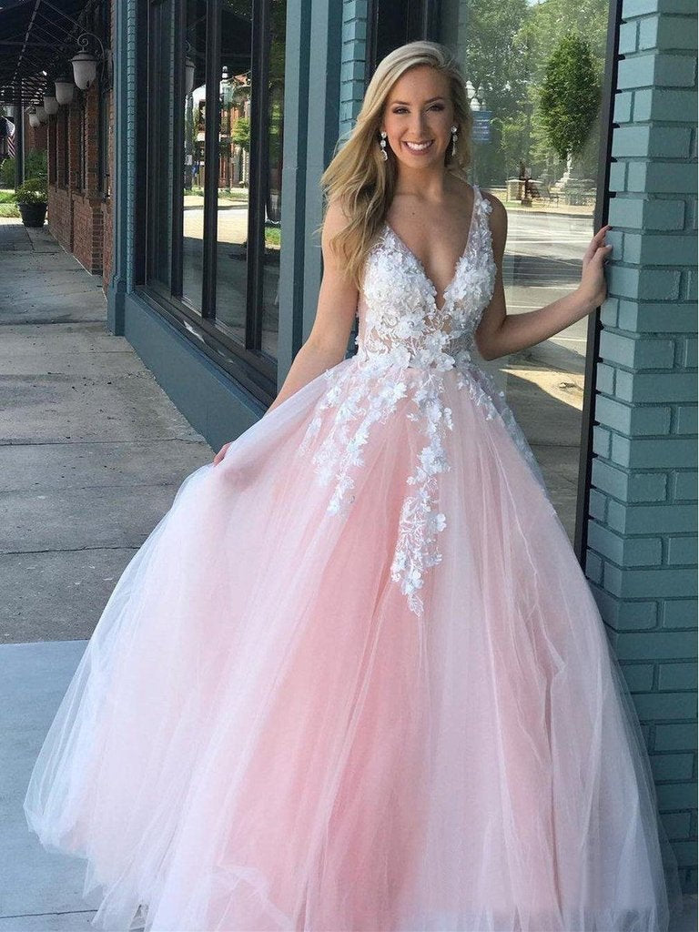 Stunning Lace Applique Ball Gown Long Ball Gowns Prom Dresses Quinceanera Dress PDN86
