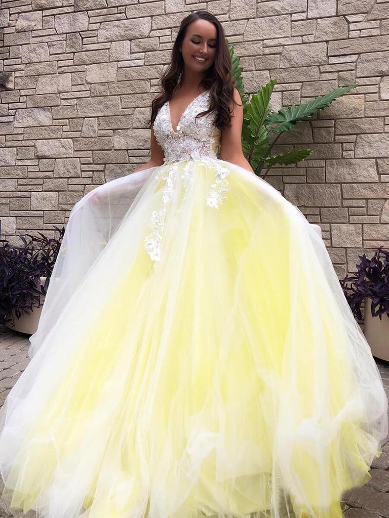 Stunning Lace Applique Ball Gown Long Ball Gowns Prom Dresses Quinceanera Dress PDN86