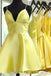 Simple A Line Spaghetti Straps Short Prom Dresses Hunter Green Homecoming Dresses SK46